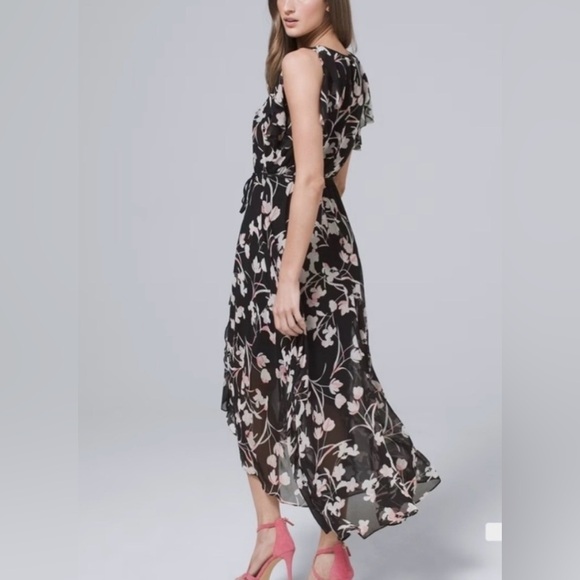 White House Black Market Flutter Sleeve Floral High Low Dress Size 2 - Picture 16 of 16